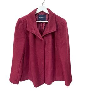 Lands’ End Raspberry Wool Blazer Coat Size 16